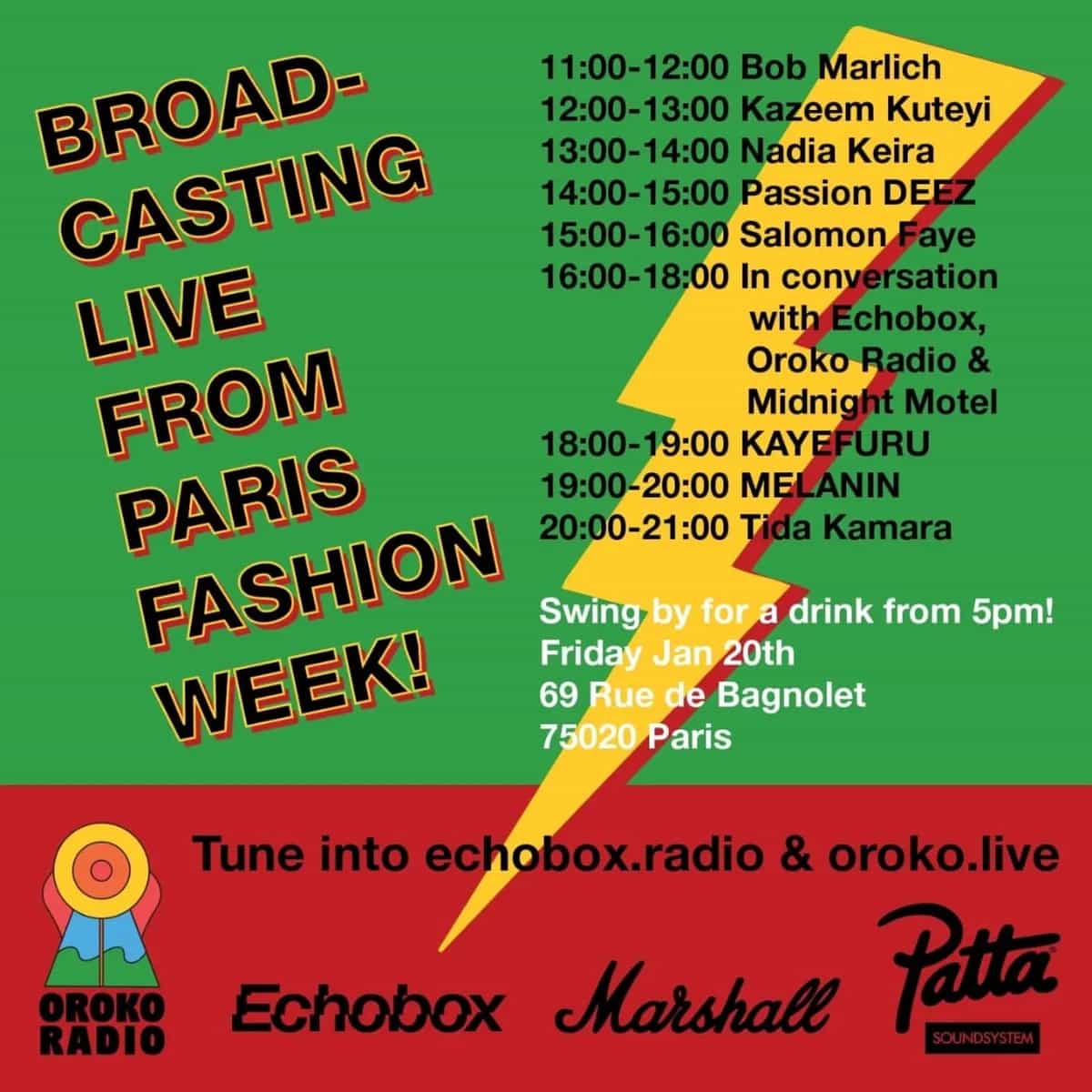 Patta x Marshall x Oroko Radio x Echobox Radio